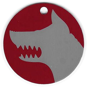 Custom Dangerous Dog tag — front is the fixed snarling wolf mark from the reclaimed City of Toronto tag